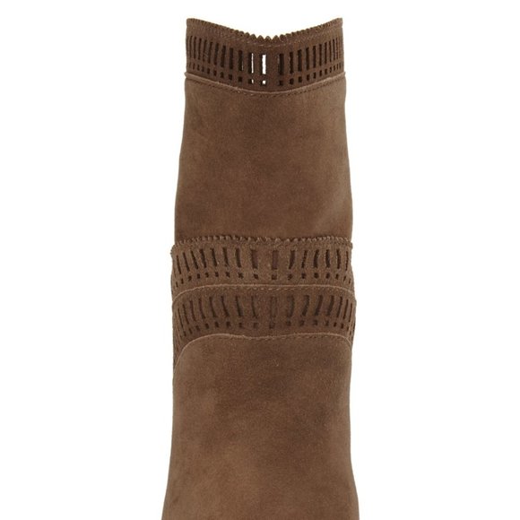 Isola New EVODA Suede Leather Boots Laser Cut Fashion Booties Women's NIB Brown - Picture 4 of 15